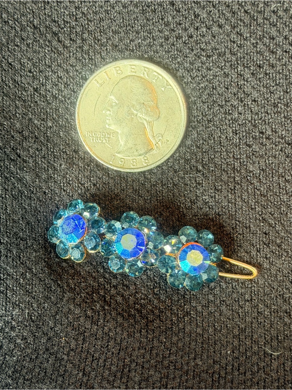 Sapphire Blue SNK Crystal Flower Hair Clip - Rare Vintage Elegant Hair Jewelry